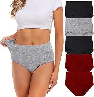 Womens Underwear,Cotton Mid Waist No Muffin Top Full Coverage Brief Ladies Panties Lingerie Undergarments for Women Multipack