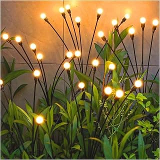 TONULAX Solar Garden Lights - Upgraded Solar Swaying Light, Sway by Wind, Outdoor Lights, Yard Patio Pathway Decoration, High Flexibility Iron Wire & Heavy Bulb Base, Warm White(2 Pack)