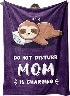 Funny Gifts for Mom, Mom is Charging Sloth Blanket, Birthday Gifts for Moms from Daughter Son, Moms Gift for Christmas, Soft Sloth Throws Blanket for Mother 60" x 50"