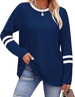 Long Sleeve Shirts for Women Color Block Casual Tops Fall Outfits 2026 Basic Tees Trendy Spring Clothes