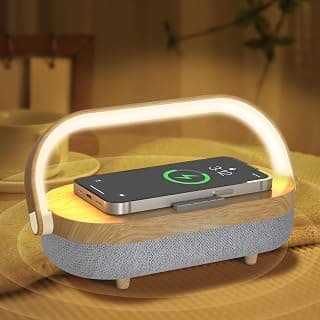 Nightstand Lamp with Wireless Charger,Unique Gifts for Women 4 in 1 Touch Bedside Lamp,Bluetooth Speaker Lamp,Portable Phone Holder,Dimmable LED Night Light Birthday Gifts for Her, Him, Mom,Dad