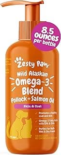 Zesty Paws Salmon Oil for Dogs & Cats - Omega 3 for Dogs 8.5oz