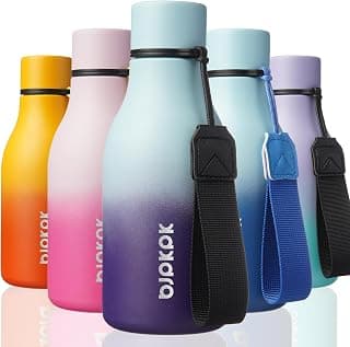 BJPKPK 12oz Insulated Water Bottle, Stainless Steel Bottle with Carry Strap | Keep Cold & Hot Vacuum Insulation, Leak-Proof BPA-Free Design, Slim Bottle Fits Most Cup Holders for Gym, Office & Travel