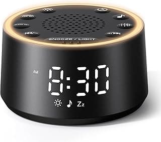 Dreamegg D1 Nova Sound Machine Alarm Clock, White Noise for Sleep, Black | 25 Sounds, 7 Gentle Alarms, Dimmable Clock, 10-480 Min Timer, White Noise Machine Alarm Clock for Heavy Sleepers, Adults