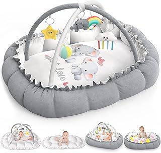 Baby Play Mat Gym: Baby Play Gym Mat Thick Large Baby Activity Center from Baby to Toddler Skills Development Baby Essentials Baby Shower Gifts Boy Girl for Babies 0-6-12 Months