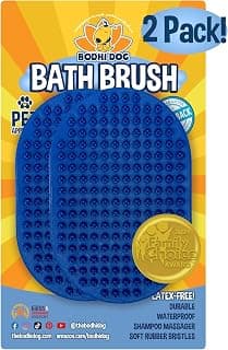 Bodhi Dog Shampoo Brush - Pet Grooming & Bath Supplies for Dogs and Cats - Bath Brush for Long & Short Hair - Premium Scrubber for Shower, Curry Comb for Dogs, Cats & Horses (Two Pack, Blue)