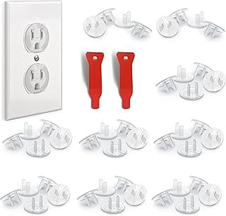 Electrical Outlet Plug Covers that Block Shock, Child Safe Socket Protectors for Baby Proofing, Snug Fit, & with Removal Tool