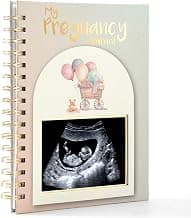 Pregnancy Journal For First Time Moms,82 Pages Pregnancy Memory Book | Pregnancy Must Haves Hardcover Keepsake Scrapbook With Notes, Photo Pockets & Detailed Prompts(Bear Pattern)