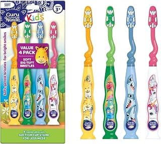 Multi-Colored & Fun to Use Cartoon Design|Soft Bristles for Healthy Gums|BPA & PFAS Free|Non Slip Handle|Assorted Colors