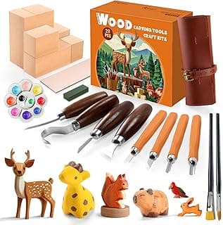 Wood Carving Kit for Beginners - Whittling Kit with Wood Blocks for Kids | Wood Carving Tools for Beginners - Hobbies for Women and Men - Arts and Crafts for Adults - Gift for Girls and Boys