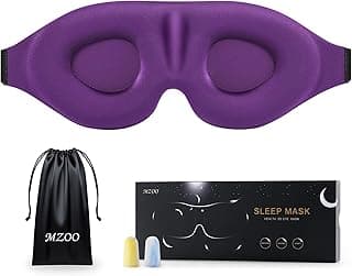 MZOO Luxury Sleep Mask for Women Men Patented Light Blocking Design | Zero Eye Pressure, 3D Contoured Sleeping Mask for Side Sleeper, Breathable, Adjustable, for Travel, Purple