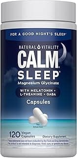 Natural Vitality Calm Sleep Capsules | Magnesium with Melatonin, L-Theanine & Gaba Supplement | For a Good Night's Sleep | Non-GMO, Gluten Free & Vegan | 120 Count