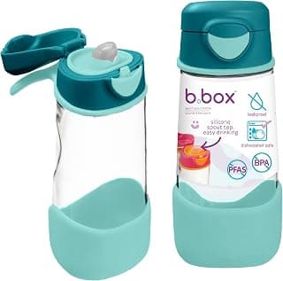b.box Sport Spout Kids Water Bottle for School, 15oz Toddler Water Bottle | Tritan™ Plastic Water Bottles for Kids w/ Triangle Grip, No Straw Design, Dishwasher Safe, PFAS + BPA Free — Emerald Forest