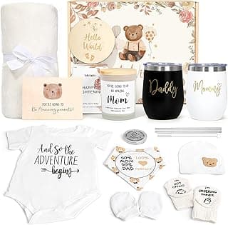 New Mom Gifts for Women, Luxury Pregnancy Gift for New Parents Gender Reveal Gifts Baby Gift Sets w/Mom and Dad Tumbler Newborn Essentials for First Time Moms, Expecting Parents to Be, Baby Shower…