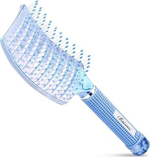 Hair Brush for Women with Hair Clips, Professional Curved Vent Brush for Faster Blow Drying & Detangling for Curly Thick Fine Wet or Dry Hair, Ideal Birthday, Mothers Day, Christmas Gift for Her