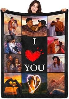 Sparklove Custom Blanket with Picture, Personalized Blanket for Adults Customized Photo Gifts for Women Men Mom Girlfriend Wife Boyfriend Anniversary Birthday Valentine's Day