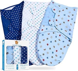 Bubble bear 3 Pack Baby Swaddle 0-3 Months - Infant Adjustable Newborn Swaddles Blanket Baby Girl Boy, Swaddling Wrap Blanket Sleep Sack for Newborn-Blue