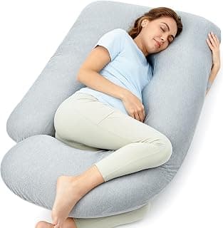 Momcozy Pregnancy Pillows with Cooling Cover, U-Shaped Full Body Maternity Pillow for Side Sleepers 57 Inch - Support for Back, Hip, Belly, Legs for Pregnant Women