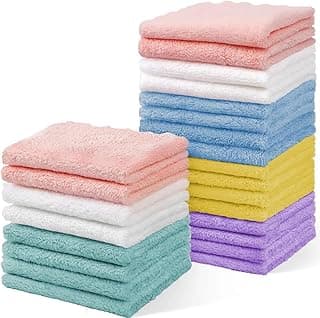 Puomue 24 Pack Baby Washcloths, Multicolor Microfiber Coral Fleece, 7" X 9", Ultra Soft and Absorbent Baby Washcloths for Newborns and Toddlers, Gentle for Sensitive Skin