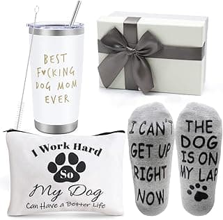 Best Dog Mom Gifts,20 OZ Wine Tumbler Unique Gifts Idea Basket Box with Socks for Veterinarian,Animal Rescue or Vet Tech,Makeup Bag Dog Lover Funny Gift for Women,Gag Gift for New Puppy Baby Owners