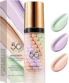 3 In 1 Primer for Face Before Makeup, SPF 50,Face Sunscreen Isolation Cream | Face Tinted Moisturizer, One Step Color Corrector, Makeup Primer Oil Control & Concealer Skin Tone Correcting,Radiance Skin