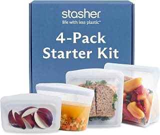 Food-Safe Silicone, Eco-Friendly, Reusable Freezer Bags, Microwave, Dishwasher, Snack Bags, Lunch Containers, Meal Prep