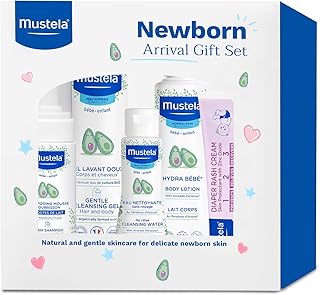 Mustela Newborn Arrival Gift Set - Baby Skincare & Bath Time Essentials - Natural & Plant Based - 5 Items Set