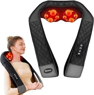 Neck Massager with Heat, Neck Massager for Pain Relief Deep Tissue, 4D Deep Tissue Kneading Massage for Back Leg, Full Body Muscle Pain Relief, Ergonomic Design, Ideal Gift for Women Men, Not Cordless