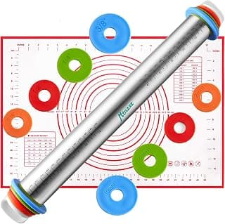 Roll Dough to Perfect Size & Thickness, Stainless Steel Dough Roller for Baking Fondant, Pizza, Pie, Pastries, Pasta, Cookies