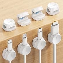 Spring-Powered Cord Holder, Adhesive Phone Charger Keeper for Nightstand Car, Office Desk Home College Dorm Accessories