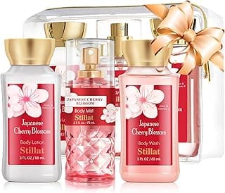 Bath and Body Sets for Her, Japanese Cherry Blossom Scented Spa Daily Care for Women, Including Body Wash, Body Lotion and Fragrance Mist, Idea Gift for Birthday Valentine's Day Christmas New Year