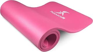 ProsourceFit Extra Thick Yoga and Pilates Mat 1/2” (13mm) or 1" (25mm), 71-inch Long High Density Exercise Mat with Comfort Foam and Carrying Strap
