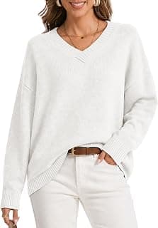 Oversized Sweaters for Women Cashmere Blend V Neck Pullover Tops