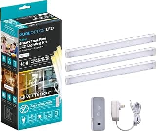 BLACK+DECKER Works with Alexa Smart Under Cabinet Lighting Kit, Adjustable LEDs, (3) 9" Bars White