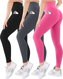 3 Pack High Waisted Leggings for Women with Pockets Soft Active Tummy Control Pants for Yoga Running & Daily Wear