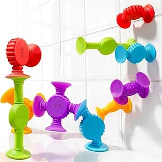 BUNMO Bath Toys Suction - Connect, Build, Create - Toddler Bath Toys - Hours of Fun & Creativity - Fine Motor Skills - Stimulating Sensory Toys - Non-Mouthable Toy - Textured 10 Pack