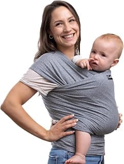 Cuddlebug Baby Wrap Carrier, Soft Stretchy Newborn Sling, 7-35 lbs, Gray | Breathable Fabric, Hands-Free Baby Wearing Wrap, Hip-Healthy support with Gentle Stretch that hugs from day one.