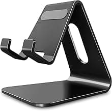 Office Desktop Accessories, Fits iPhone 17 16 15 14 13 12 Pro Max Plus All 4-8" Smartphones, Anti-Slip Base, Black