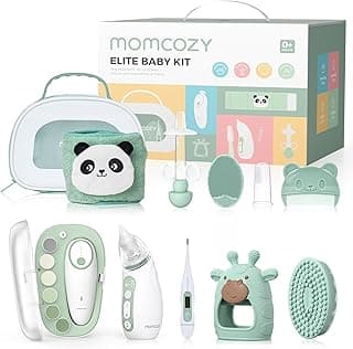 Momcozy Elite Baby Kit, Superior Baby Shower Gift & Registry Essential Kit | Grooming&Health&Cleansing Care Set,Electric Nail File & Nasal Aspirator,Tummy Wrap,Thermometer,Bath Brush,Teether,Storage Bag