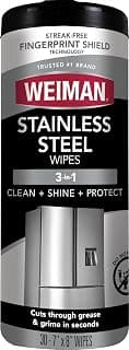 Stainless Steel Cleaner & Polisher, 30 Ct Wipes, Kitchen Appliance | Anti Fingerprint, Tetrachloroethylene (PCE) Free, Removes Water Spots & Grease, No Streaks or Residue, Metal Polish, Chrome,