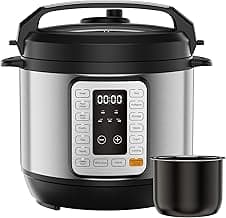 16-in-1 Electric Pressure Cooker, 6QT Programmable Multi Cooker with 12 One-Touch Presets, Soup Steam Yogurt and More, Ceramic Inner Pot Delay Start & Keep Warm, Includes Recipe Guide, Silver