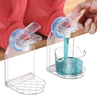 Laundry Detergent Dispenser Cup Holder & Nozzle Force-Saving Switch, Drip Catcher, Soap Dispenser, laundry room organization decor (Clear 2 Pack)