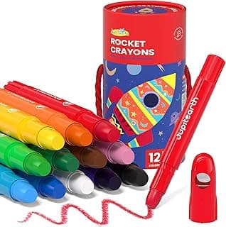 12 Colors Twist Crayons for Toddlers 1-3, Non-Toxic, Washable | Ultra-Silky Crayons with Storage Bucket, Easy-Grip Design, Ideal Toddler Coloring Supplies