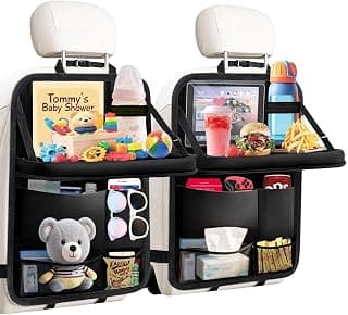 TCJJ: Car Seat Organiser Kick Mats Back Seat Protector | with Tray and Touch Screen Tablet Storage Car Organiser Backseat Vehicle for Kids, SUV, Minivan or Truck Seats
