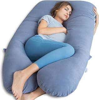 55in U shaped full body pregnancy pillow for pregnant women, with a cooling silky cover for comfortable sleeping support
