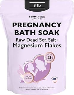 Aromasong Pregnancy Bath Soak 3 LB - 100% Pure Magnesium Flakes with 21 Essential Dead Sea Minerals and Natural Lavender - Better Absorbing Than Epsom Salt
