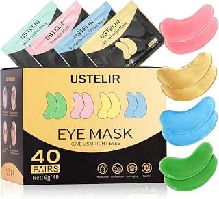 Under Eye Patches, 40 Pairs Eye Mask for Dark Circles, Puffy Eyes, Undereye Bags,Wrinkles,Eye Mask Patches with 24K Gold, Hyaluronic Acid,Rose & Aloe Vera, Eye Treatment Skin Care for Men & Women Gift