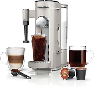 Ninja Pod and Grounds Coffee Maker, K-Cup Compatible, Stone, PB051ST | Brews, Compact Design, Built-in Milk Frother, 56 Ounces Reservoir, 6 Ounces Cup to 24 Ounces Mug Sizes