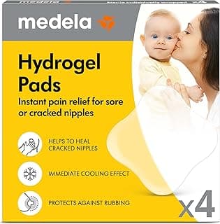 Medela Hydrogel Pads, Instant Pain Relief for Cracked or Sore Nipples from Breastfeeding and Pumping, Cooling Moisture Supports Natural Healing, Pack of 4