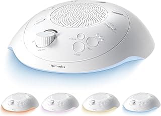 Homedics Sleep Better Portable Sound Machine, Night-Light, Soothing Sounds | White Noise, Auto Shutoff, Auto-Off Timer, Travel, 12 Soothing Sounds Including White Noise, Ultra-Portable Design, Rain